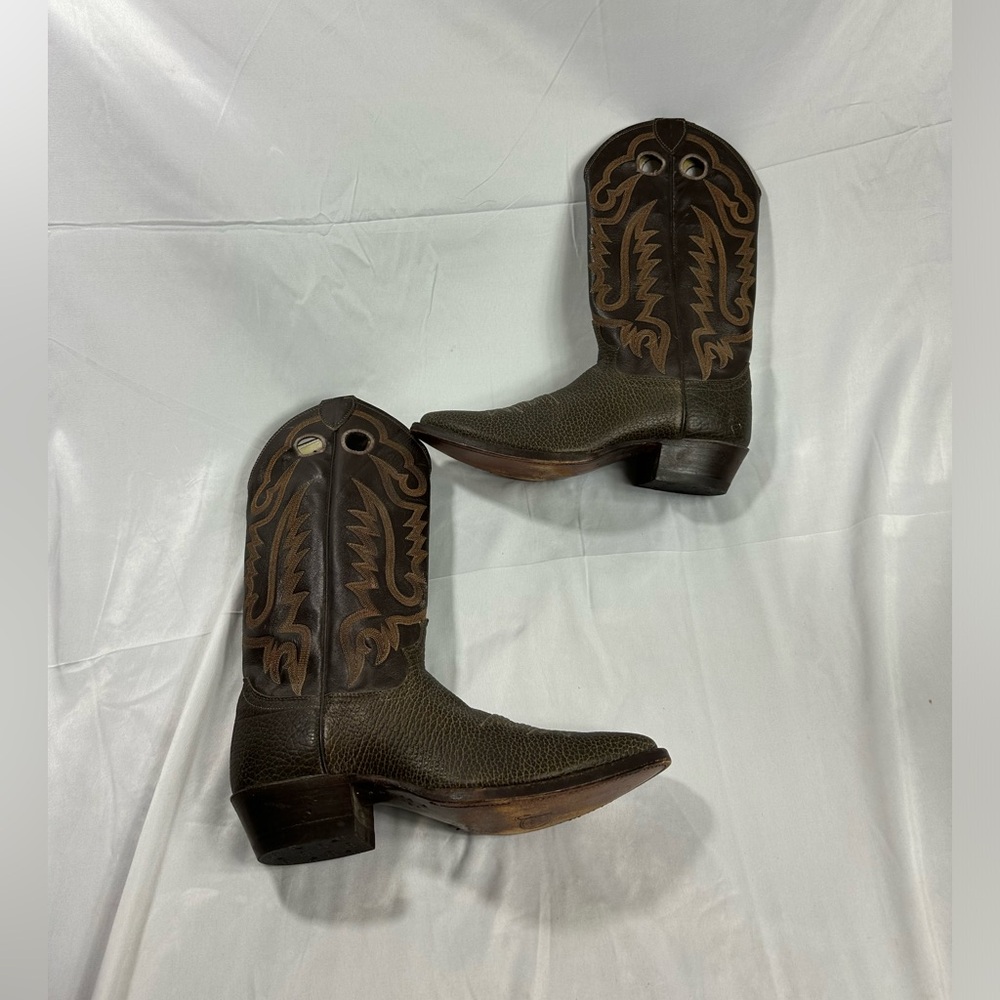Justin Boots 1475 Western Boots Water Buffalo Leather Women 10B USA MADE Vintage
